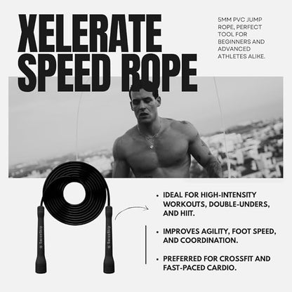 Speed Jump Rope by Dayan Kolev, 5mm PVC Skipping Rope, Great for Beginners and Advanced Athlets, Designed for Fitness, Cardio, Boxing & CrossFit, Adjustable length with Unbreakable Handles