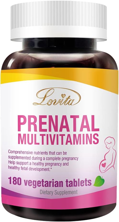 Lovita Prenatal Multivitamins - Comprehensive Support for Before, During, and Post-Pregnancy - 180 Vegetarian Tablets