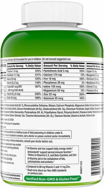 Centrum Silver Adult Multivitamin 425 Tablets + Exclusive Sticker, Higher level of Vitamin C & Zinc