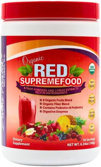 Divine Health Dr. Colbert, MD Superfood Package | 30 Servings of Green Supremefood & Red Supremefood 14 Organic and Fermented Green Vegetables and Grasses | 8 Organic Fruits