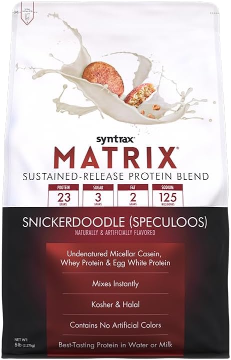 Syntrax Nutrition Matrix Protein Powder, Sustained-Release Protein Blend, Real Cookie Pieces, Snickerdoodle, 5 lbs