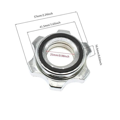Barbells Hex Nut Anti-Slip 2PCS 25mm Barbell Spin-Lock