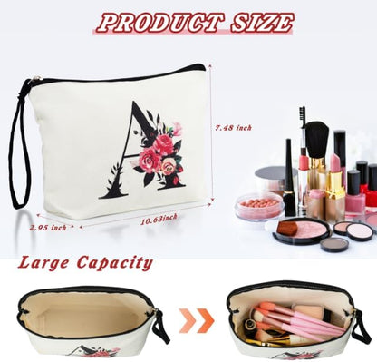 TOPEAST Cosmetic Bag for Women - Personalized Makeup Bag, Valentine's Day Gift Large Capacity Travel Makeup Bag Pouch Cute Quilted Makeup Bag Birthday Gifts for Women, Friend, Wife (Letter H)