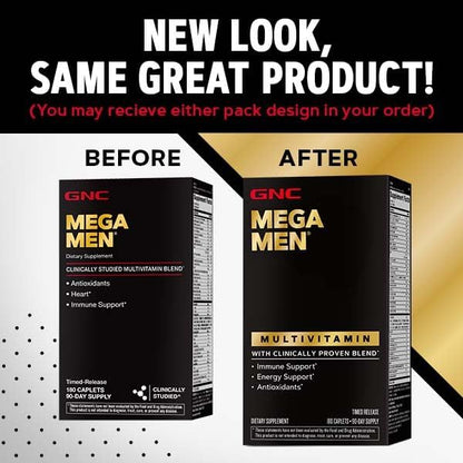 GNC Mega Men Multivitamin | Heart Health, and Immune Support | 180 Count
