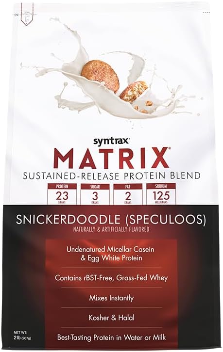 Syntrax Nutrition Matrix Protein Powder, Sustained-Release Protein Blend, Real Cookie Pieces, Snickerdoodle, 2 lbs