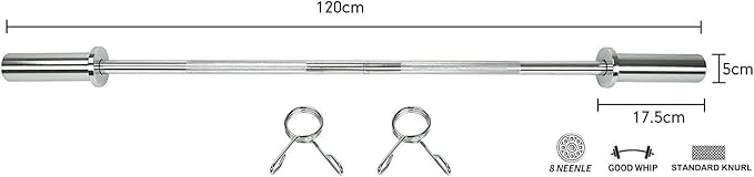 Threaded Chrome Barbell Bar 1-2 Inch Barbell Diameter