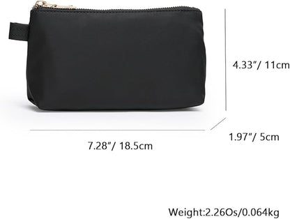 Travel Toiletry Bag for Women Cosmetic Bag with two Dividers Portable Makeup Bag Organizer (Nylon/Black)
