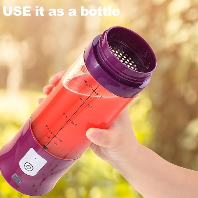Portable Blender, Cordless, Personal Blender-for Shakes & Smoothies, BPA Free, Leakproof, USB-C Rechargeable, Ideal for Ice Blending, Juicing, and Food Processing, Convenient, and Versatile (Purple)