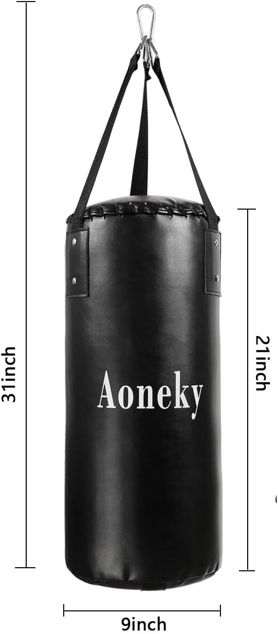 Aoneky Leather Unfilled Punching Bag for Beginners - Karate Kicking Bag, Small Hanging Boxing Bag, Mini Kickboxing Bag
