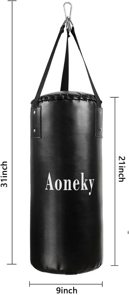 Aoneky Leather Unfilled Punching Bag for Beginners - Karate Kicking Bag, Small Hanging Boxing Bag, Mini Kickboxing Bag