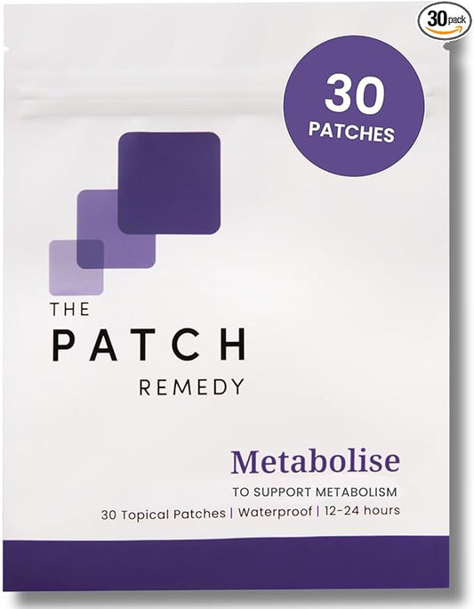 The Patch Remedy Metabolise Patches | 30 Topical Patches | Waterproof | Ingredients Including 5HTP, Guarana Extract, L- carnitine and Lecithin | Lasts 12-24 Hours