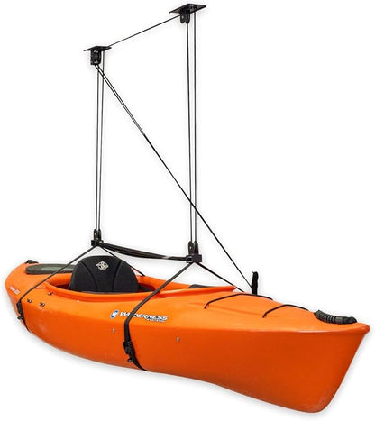 StoreYourBoard Kayak and Canoe Ceiling Pulley System, Garage Mount Storage Hoist, Heavy Duty Holds 150 lbs, Indoor Organizer