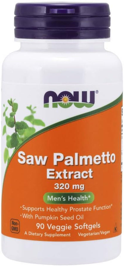 NOW Foods Supplements, Saw Palmetto Extract 320 mg with Pumpkin Seed Oil, Men's Health*, 90 Veg Softgels