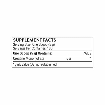 THORNE Creatine - Micronized Creatine Monohydrate Powder, Amino Acid Support for Muscles, Cellular Energy & Cognitive Function* - Unflavored - NSF Certified for Sport - 5 g per Serving - 180 Servings