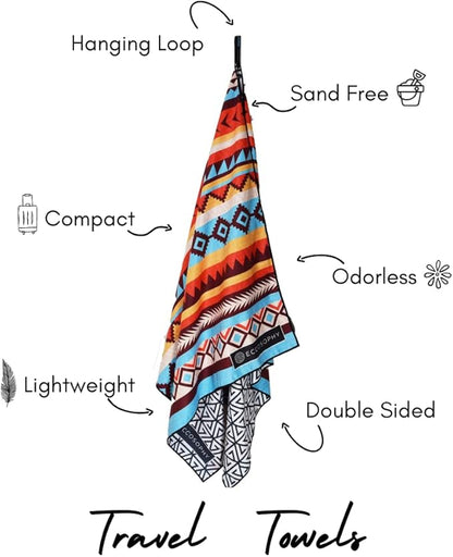 ECCOSOPHY Microfiber Beach Towel - Sand Free Towels 71x35 in