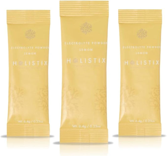 Holistix Electrolyte Powder: Zero Sugar Hydration | Enhanced with Icelandic Marine Algae | Natural Flavors | Keto & Paleo Friendly | 12 Stick Packs (Lemon)