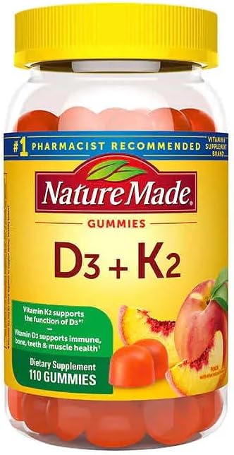 Nature Mades 125 mcg D3 + 100 mcg K2 Gummies, 110 Count Bundle - Vitamins, Herbals & Dietary Supplements for Immune, Bone, Teeth & Muscle Health