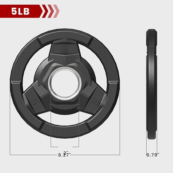 Weight Plate 2-Inch Rubber Coated Olympic Grip Plate 2.5/5/10/15/25/35/45 LB
