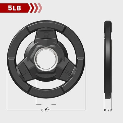Weight Plate 2-Inch Rubber Coated Olympic Grip Plate 2.5/5/10/15/25/35/45 LB