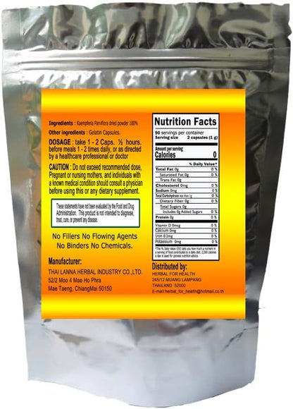 Kaempferia Parviflora-Black Ginger-Black Galangal-krachai Dum in Thai 500 Mg. 180 Caps.from Thailand