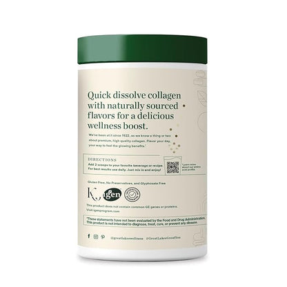 Great Lakes Wellness Collagen Peptides Powder for Skin, Hair, Nails, Joints & Digestion - Chocolate Flavored - Quick Dissolve Hydrolyzed, Non-GMO, Kosher - 10 oz - Packaging May Vary