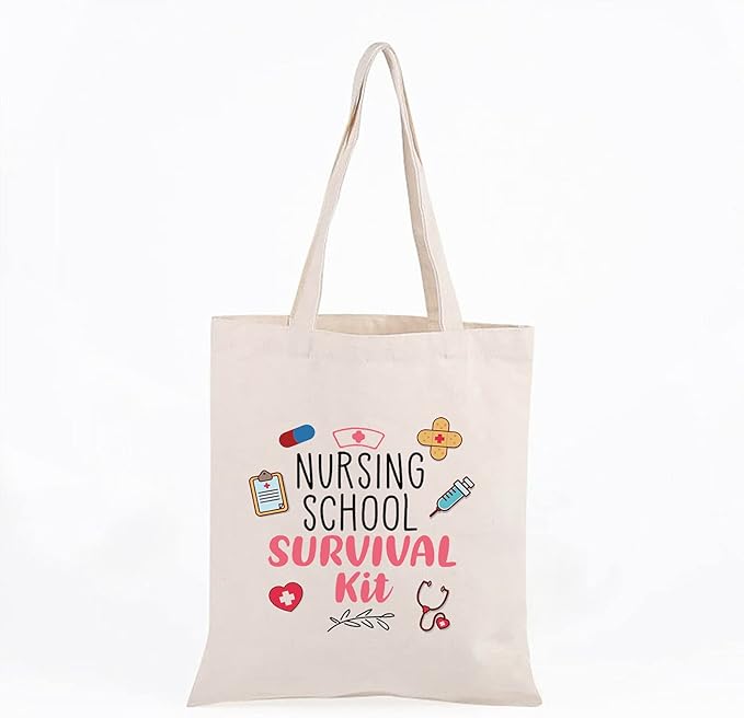 WCGXKO Nurse Gift Nurse Cosmetics Gift Nursing School Survival kit Gift for RN CNA LPV BSN LVP (NURSING SCHOOL tote)