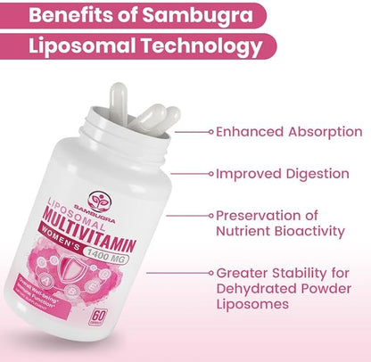 Liposomal Multivitamin for Women 1400MG - Womens Daily Multi Vitamins Supplements with Iron, Vitamin A, C, D, E and B Complex for Immune Health, Hair & Skin Support for Women 18+，600 Vegan Capsules