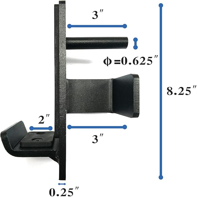 BESTHLS Power Rack Attachment Steel J Hooks 3x3 inches 5/8 inch 800lb (Pair)