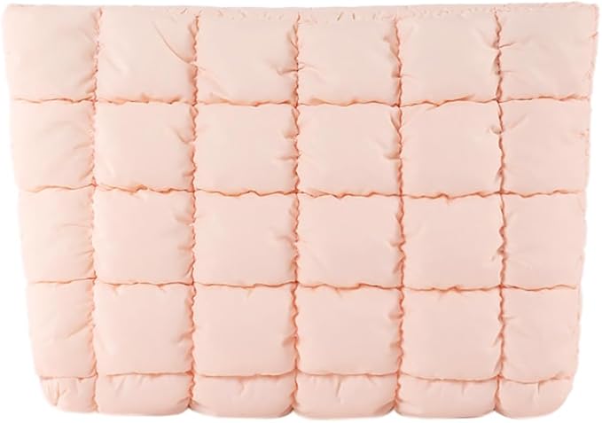 Puffy Quilted Makeup Bag Cosmetic Bags Travel Cute Puffer Solid Toiletry Organizer Pouch Storage Clutch for Women