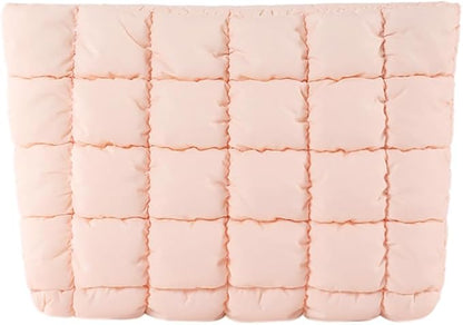 Puffy Quilted Makeup Bag Cosmetic Bags Travel Cute Puffer Solid Toiletry Organizer Pouch Storage Clutch for Women