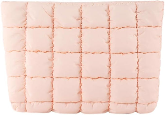 Puffy Quilted Makeup Bag Cosmetic Bags Travel Cute Puffer Solid Toiletry Organizer Pouch Storage Clutch for Women
