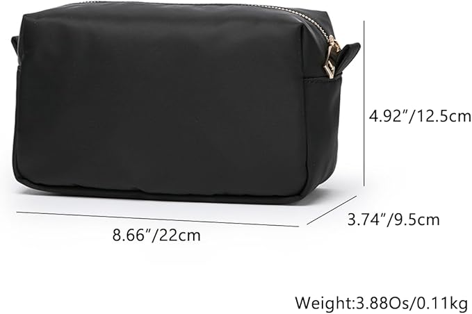 Organizer Bag Lightweight Cosmetic Bag with Ring Clasp Perfect Travel Makeup Bag for Women nylon Stand Up Design (Black/Nylon)
