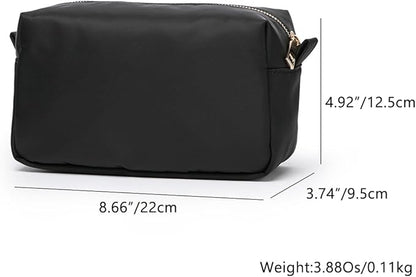 Organizer Bag Lightweight Cosmetic Bag with Ring Clasp Perfect Travel Makeup Bag for Women nylon Stand Up Design (Black/Nylon)
