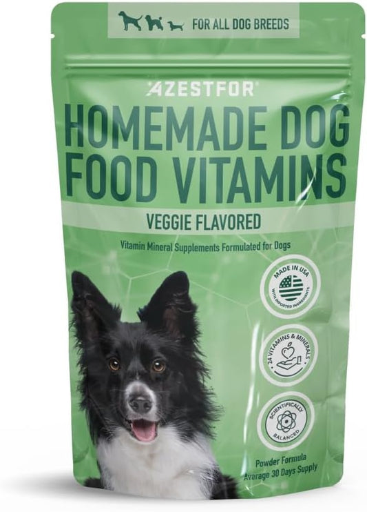 Dog Vitamins Supplements Raw and Homemade Dog Food Multivitamins Minerals Powder 1lb Veggie Flavor