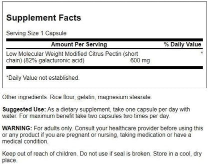 Swanson PectiPure Modified Citrus Pectin-Supports Digestive Health and Cellular Health-Delivers Minimum of 82% Galacturonic Acid-Natural Wellness Supplement (60 Capsules, 600mg Each)