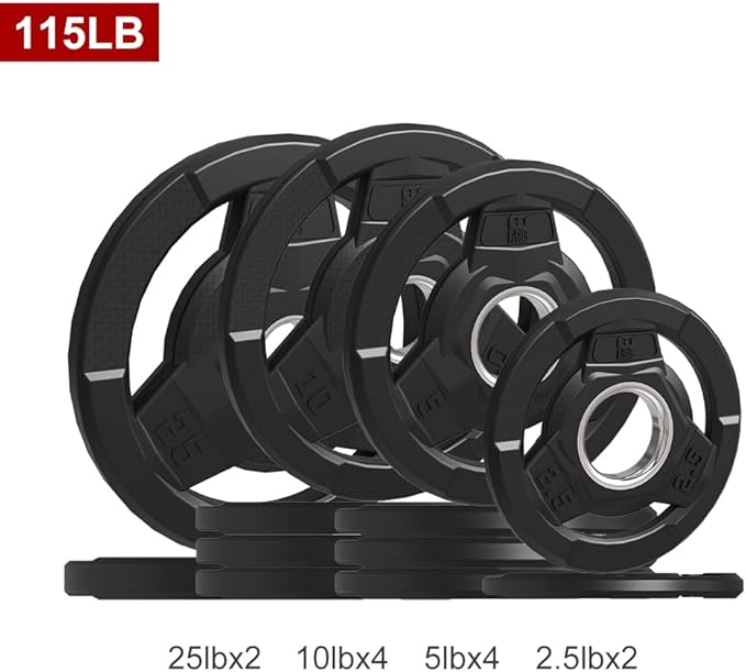 Weight Plate 2-Inch Rubber Coated Olympic Grip Plate 2.5/5/10/15/25/35/45 LB