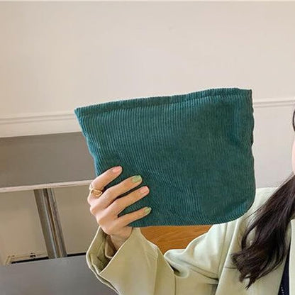 Cosmetic Bags for Women Makeup Bag Large Capacity Purse Travel Toiletry Zipper Storage Pouch Make up Brushes Organizer for Gifts (Corduroy, Turquoise)