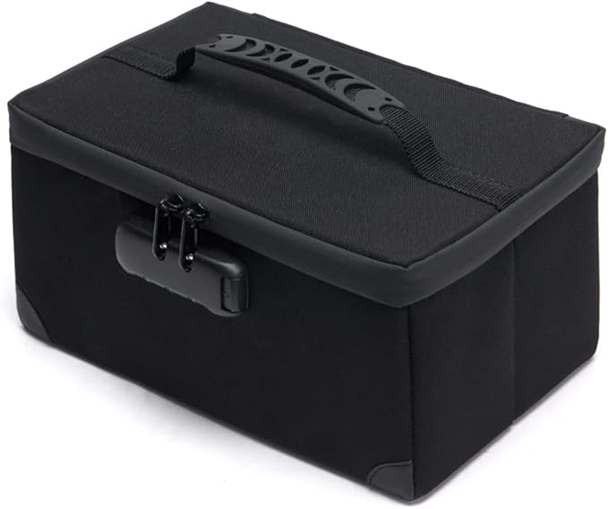 Portable Cosmetic Bag with Lock, Large Capacity Travel Makeup Case Organizer, Waterproof Makeup Bags for Girls Traveling With Handle and Divider Makeup Bag…(Black)