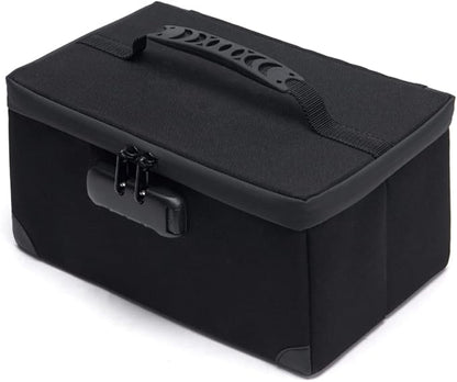 Portable Cosmetic Bag with Lock, Large Capacity Travel Makeup Case Organizer, Waterproof Makeup Bags for Girls Traveling With Handle and Divider Makeup Bag…(Black)