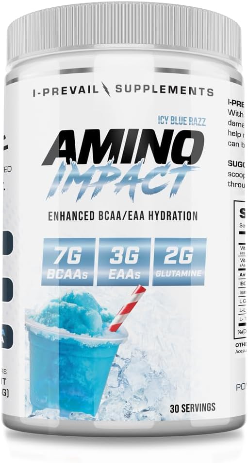 Amino Impact BCAA – EAA Enhanced Hydration Recovery & Endurance Keto Friendly Formula 7g BCAA’s – 3g EAA’s Plus 2g Glutamine |30 Serving (ICY Blue Razz)