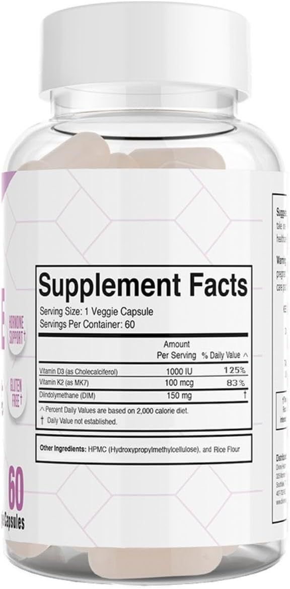 Divine Health's Hormone Zone |150mg of DIM | 100mcg of Vitamin K2 | 1000IU of Vitamin D3 | 60 Day Supply | 60 Capsules |
