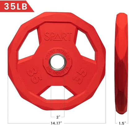 SPART Color Coded Weight Plate 2-Inch Rubber Coated 2.5LB/5LB/10LB/25LB/35LB/45LB, Pair