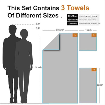 4Monster Camping Towels 3 Size at 1 Pack
