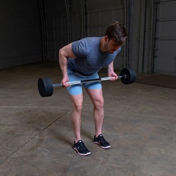 Body-Solid Rubber Coated Fixed Weights Straight Barbells- Weighted