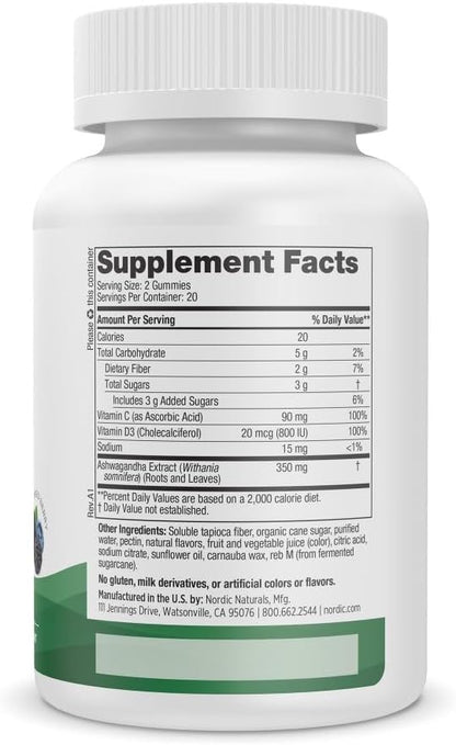 Nordic Naturals Stress Relief Gummies, Mixed Berry, 40 Gummy Supplements, Supports Daily Mood and Immune System Health, Non-GMO, Vegetarian, 20 Servings