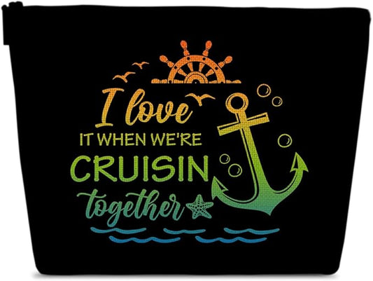 Cruise Travel Makeup Gift Bag, Cosmetic Zipper Pouch For Women Girls Mom Sister Friend, Wet Toiletry Baby Diaper Bag, Ocean Sea Shells Beach Starfish Decor, Cruise Lover Summer Vacation Gifts