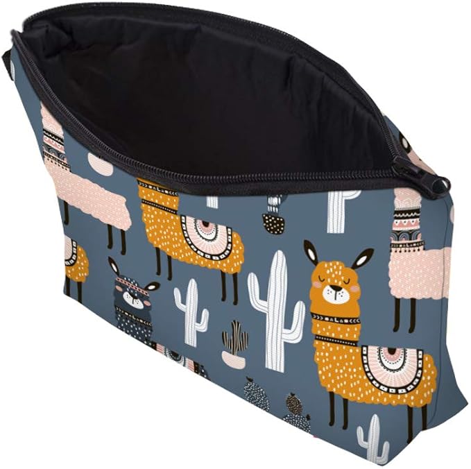 Cute Travel Makeup Bag Cosmetic Bag Small Pouch Gift for Women (Llama Cactus)