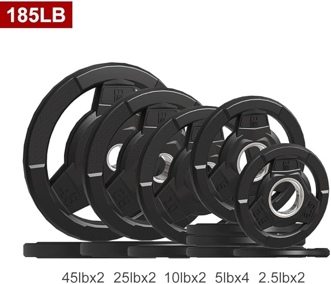 Weight Plate 2-Inch Rubber Coated Olympic Grip Plate 2.5/5/10/15/25/35/45 LB