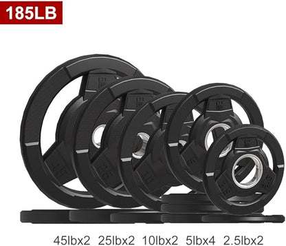 Weight Plate 2-Inch Rubber Coated Olympic Grip Plate 2.5/5/10/15/25/35/45 LB