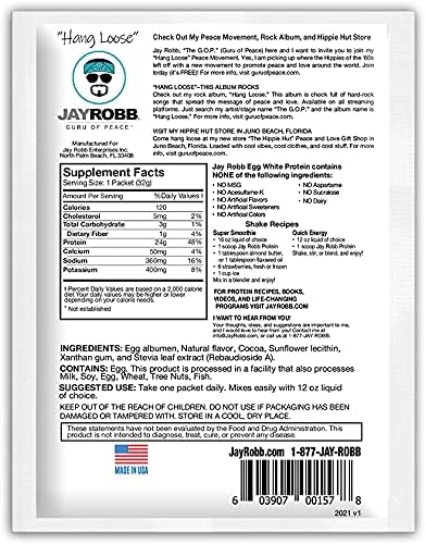 Jay Robb Chocolate Egg White Protein Powder, Low Carb, Keto, Vegetarian, Gluten Free, Lactose Free, No Sugar, No Fat, No Soy, Nothing Artificial, Non-GMO, Best-Tasting (Individual Packets)